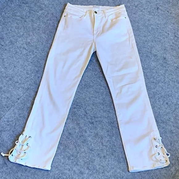 FRAME DENIM LE HIGH STRAIGHT Laced Ankle Jeans in Blanc Size 29 - Picture 1 of 10